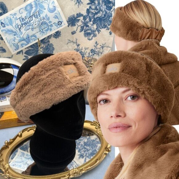 🆕 ALO YOGA 🧿 NWOT Faux Fur Ear Warmers - Toasted Almond - Picture 1 of 16